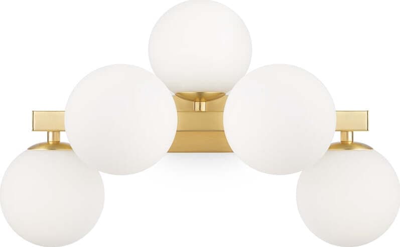 Applique-Contemporanea-Dallas-Metallo-Oro-5-Luci-Diffusori-Bianco-Opaco