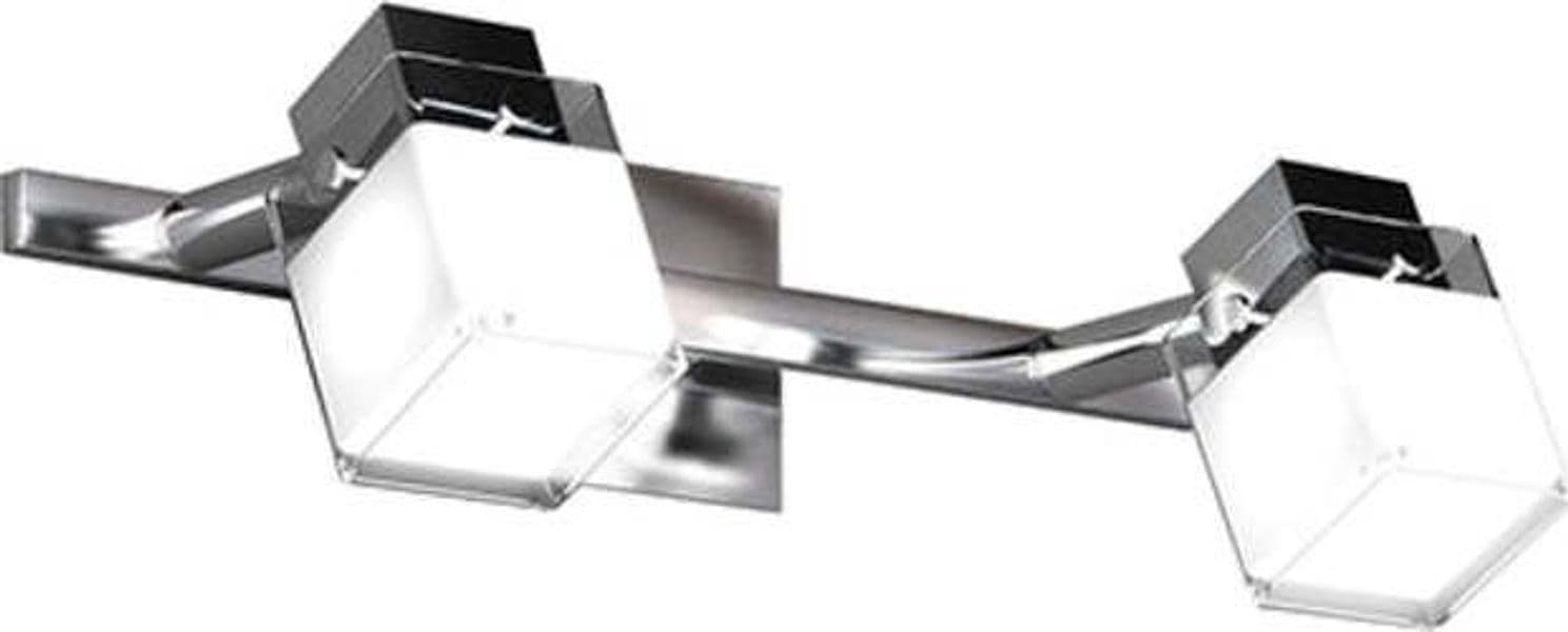 Applique-Contemporanea-Dice-Metallo-Cromo-Vetro-Trasparente-Satinato-2-Luci-G9