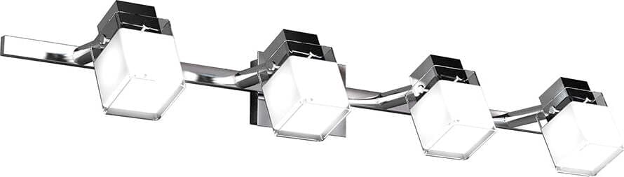 Applique-Contemporanea-Dice-Metallo-Cromo-Vetro-Trasparente-Satinato-4-Luci-G9