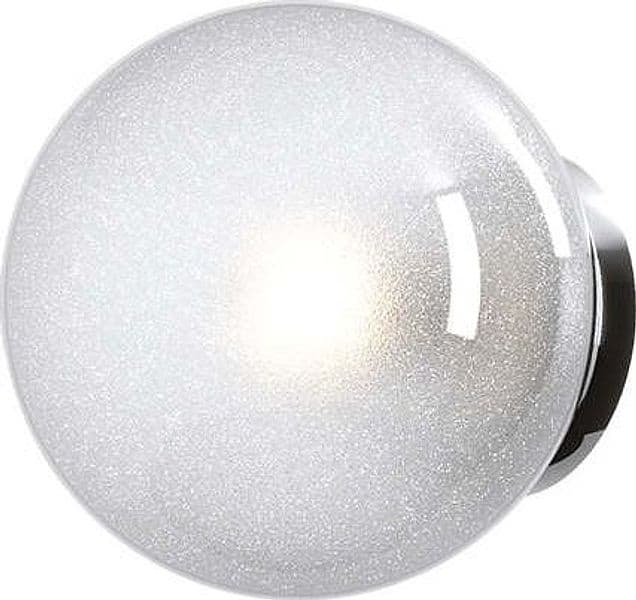 Applique-Contemporanea-Glitter-Metallo-Cromo-Vetro-Soffiato-Trasp-1-Luce-E14