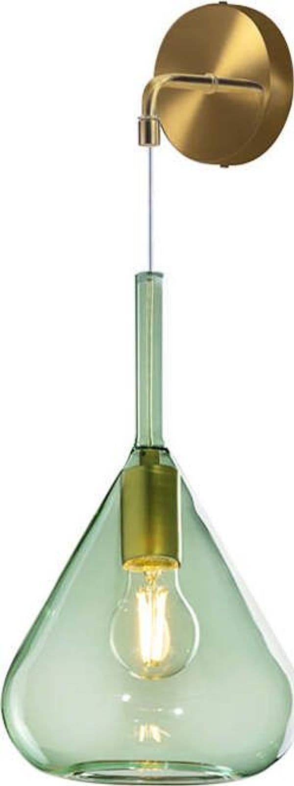 Applique-Contemporanea-Kona-Metallo-Verde-Vetro-Ottone-Satinato-1-Luce-E27