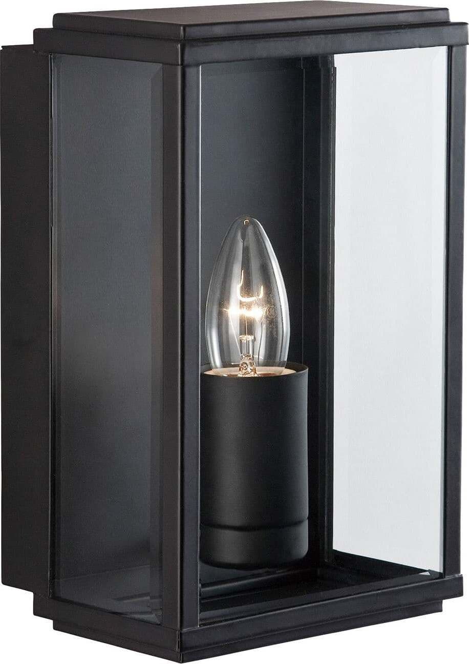 Applique-Contemporanea-Scatola-Acciaio-Nero-Vetro-1-Luce-E27