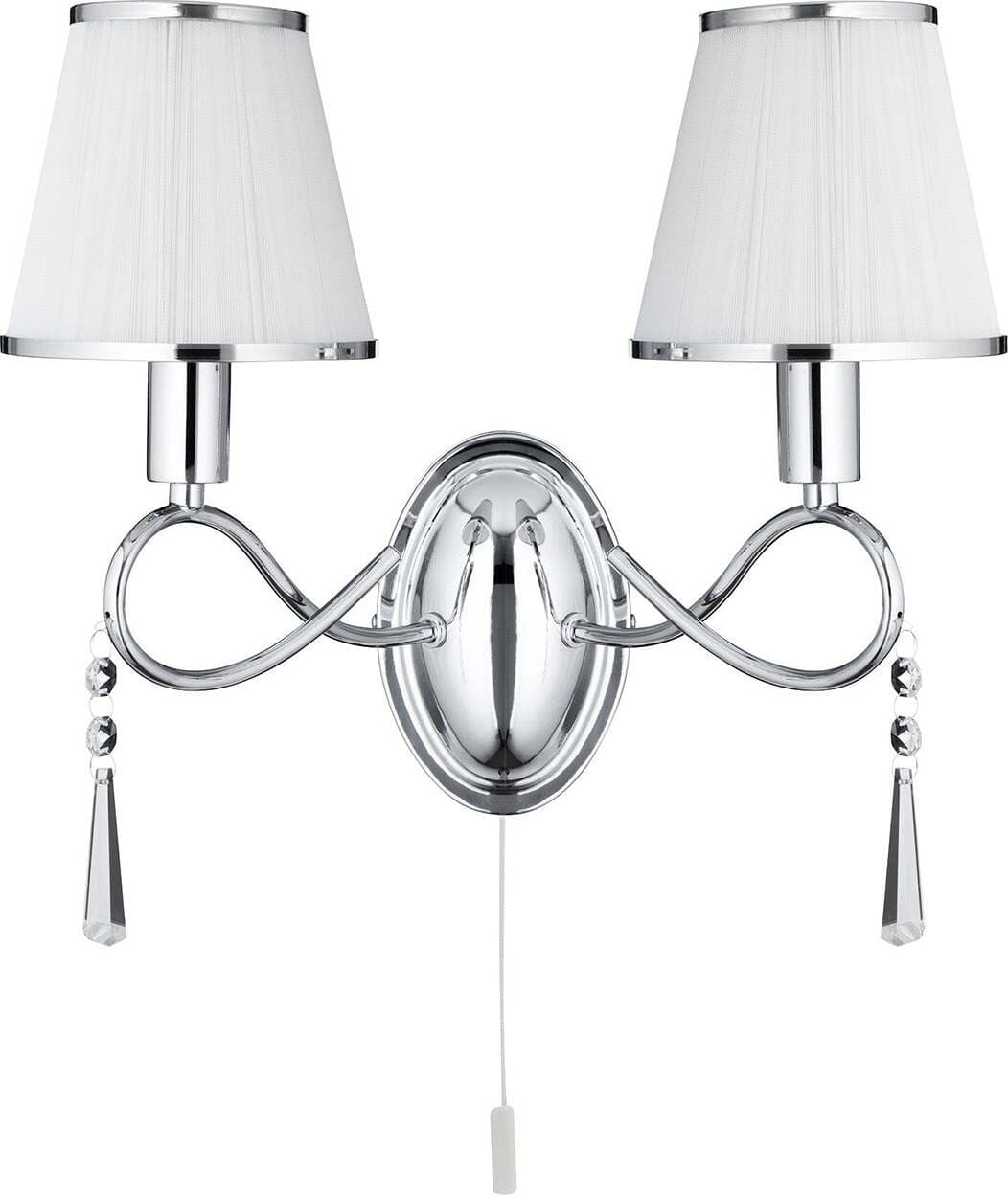 Applique-Contemporanea-Semplicità-Acciaio-Cromo-Vetro-2-Luci-E14