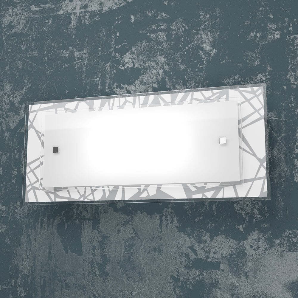 Applique-Contemporanea-Stripes-Metallo-Bianco-Vetro-Serigrafato-2-Luci-E27-46Cm