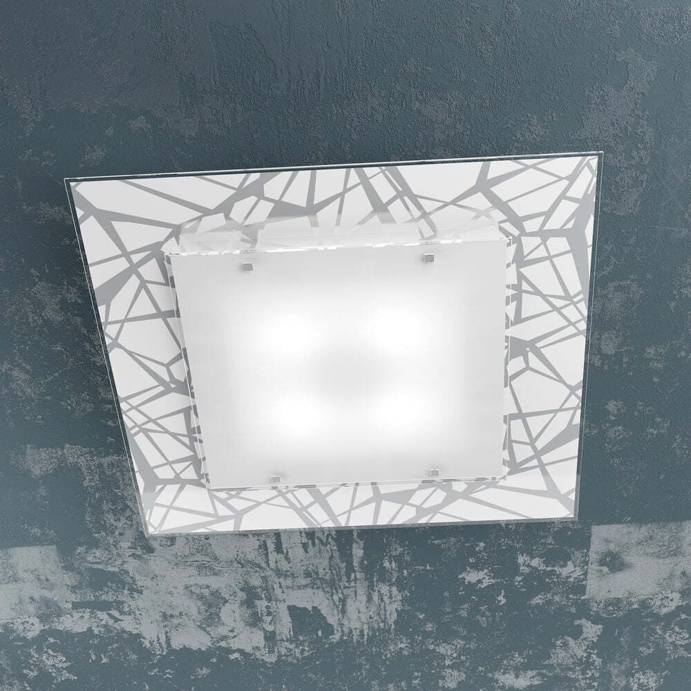 Applique-Contemporanea-Stripes-Metallo-Bianco-Vetro-Serigrafato-4-Luci-E27