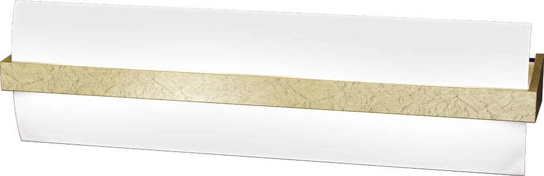 Applique-Contemporanea-Wood-Metallo-Foglia-Oro-Vetro-Bianco-2-Luci-E27-L50Cm