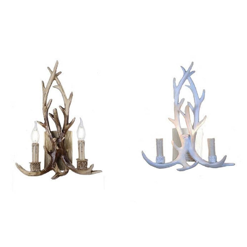 Applique-Country-A-Forma-Di-Corna-Di-Cervo-Lampada-Muro-Retro-2-Portalampada-E45