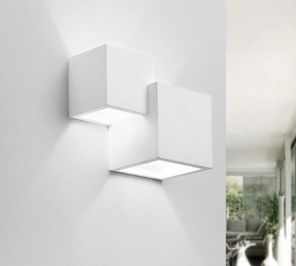 Applique Da Parete 2 X Cubo In Gesso Verniciabile Lampada Doppia Luce G9 Universo in Applique GloriaShopOnline - San Prisco, commercioVirtuoso.it
