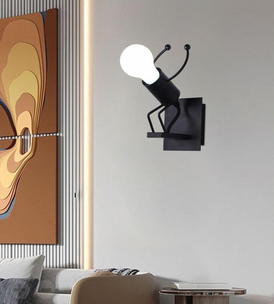 Applique Da Parete A Forma Di Omino Lampada Decorativa In Metallo Nero E27 Universo in Applique GloriaShopOnline - San Prisco, commercioVirtuoso.it
