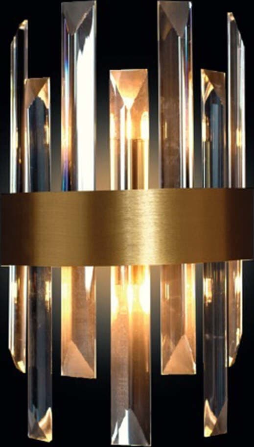 Applique-Da-Parete-Contemporaneo-Zenna-Metallo-Cristallo-Oro-Satinato-2-Led-G9