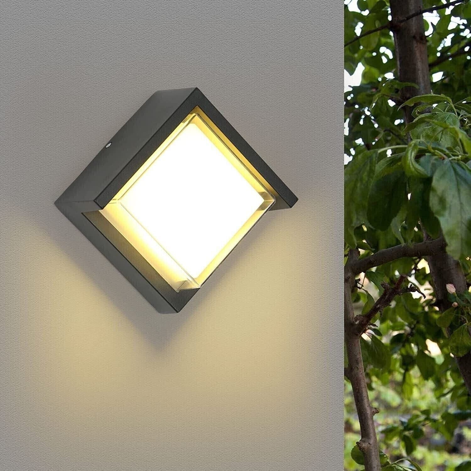 Applique-da-Parete-LED-12W-Lampada-220V-Quadrata-NERA-LUCE-Naturale-4000K-IP65