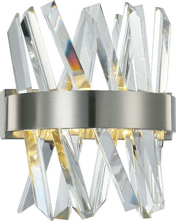 Applique-Da-Parete-Moderno-Akasha-Metallo-Ottone-Antiquato-Cristallo-K9-Led-16W
