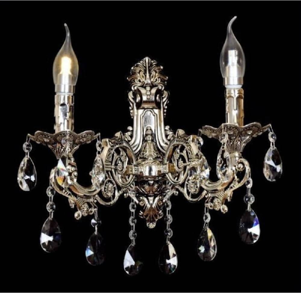 Applique Da Parete Muro Classica 2 Bracci Attacco E14 Cristalli Pendenti E02-2 Casa, arredamento e bricolage > Illuminazione da interno > Applique per interno Trade Shop italia - Napoli, Commerciovirtuoso.it