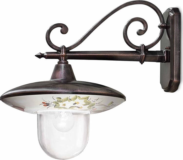 Applique-Esterno-Classica-Latina-Metallo-E-Ceramica-Nero-Sfumato-Rame-1-Luce-E27
