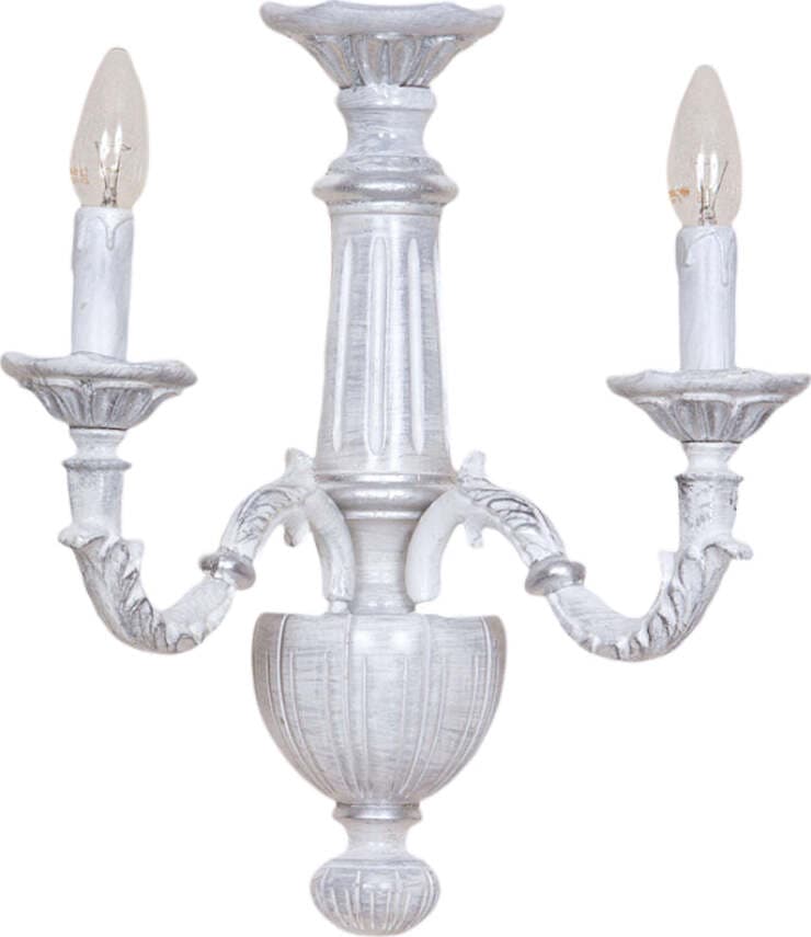 Applique-In-Legno-Classico-Bianco-Argento-Grigio-Sfumato-2-Luci-Sternidi