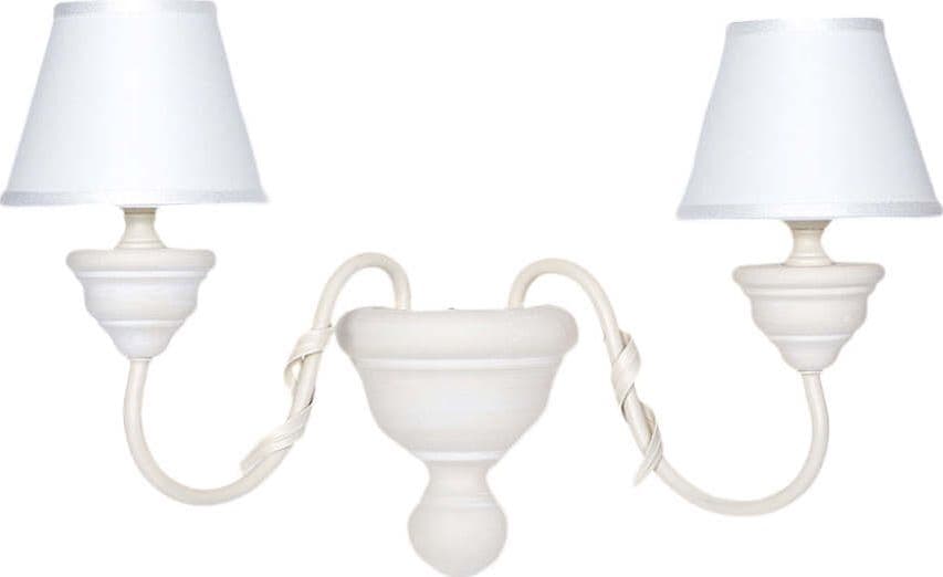 Applique-In-Legno-Classico-Crema-Sbiancato-Con-Paralume-2-Luci-Smergo