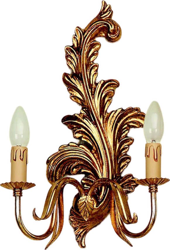 Applique-In-Legno-Classico-Oro-2-Luci-Sinistro-Allocco