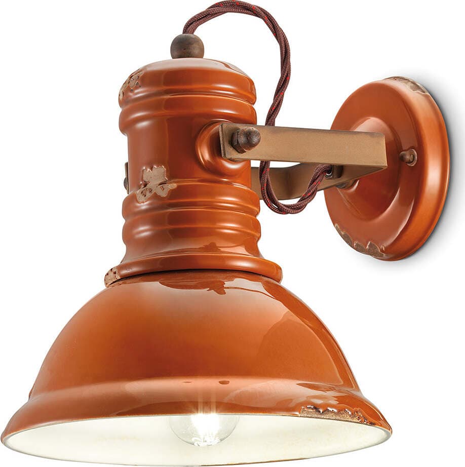 Applique-Industrial-Ferro-E-Ceramica-Vintage-Arancio-1-Luce-E27