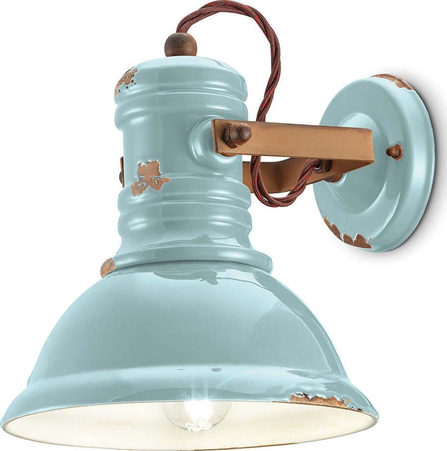 Applique-Industrial-Ferro-E-Ceramica-Vintage-Azzurro-1-Luce-E27