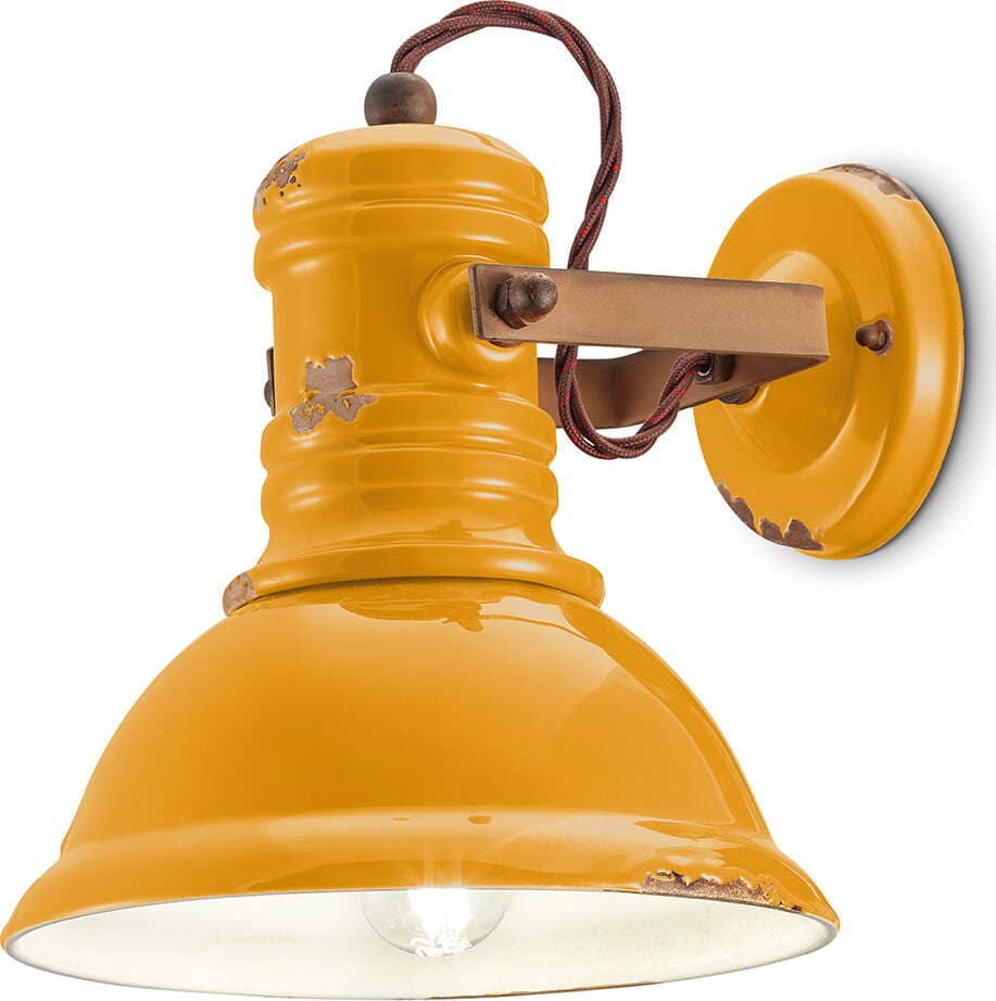Applique-Industrial-Ferro-E-Ceramica-Vintage-Giallo-1-Luce-E27