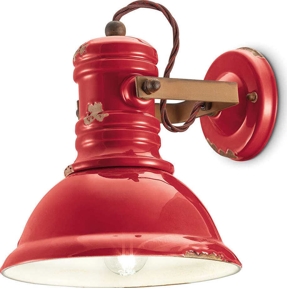 Applique-Industrial-Ferro-E-Ceramica-Vintage-Rosso-1-Luce-E27