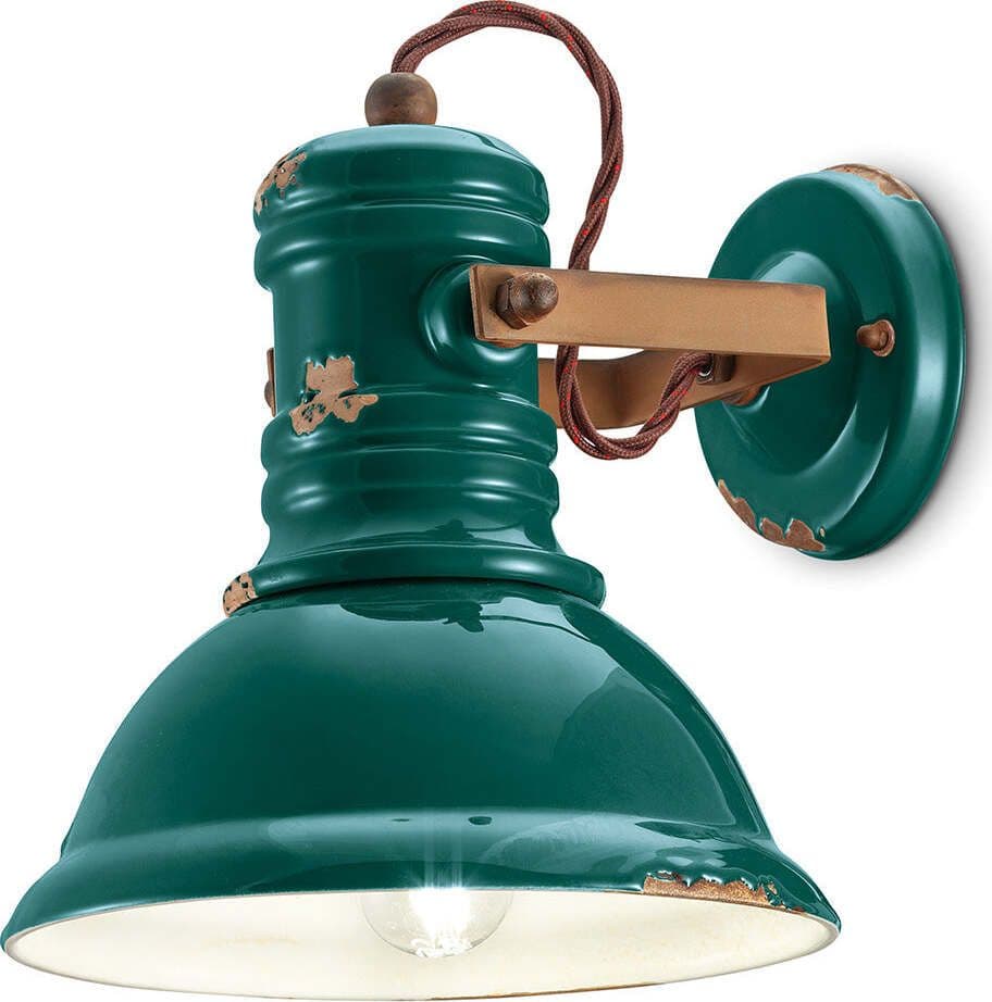Applique-Industrial-Ferro-E-Ceramica-Vintage-Verde-1-Luce-E27