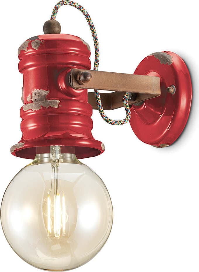 Applique-Industrial-Minimal-Urban-Ferro-E-Ceramica-Vintage-Rosso-1-Luce-E27