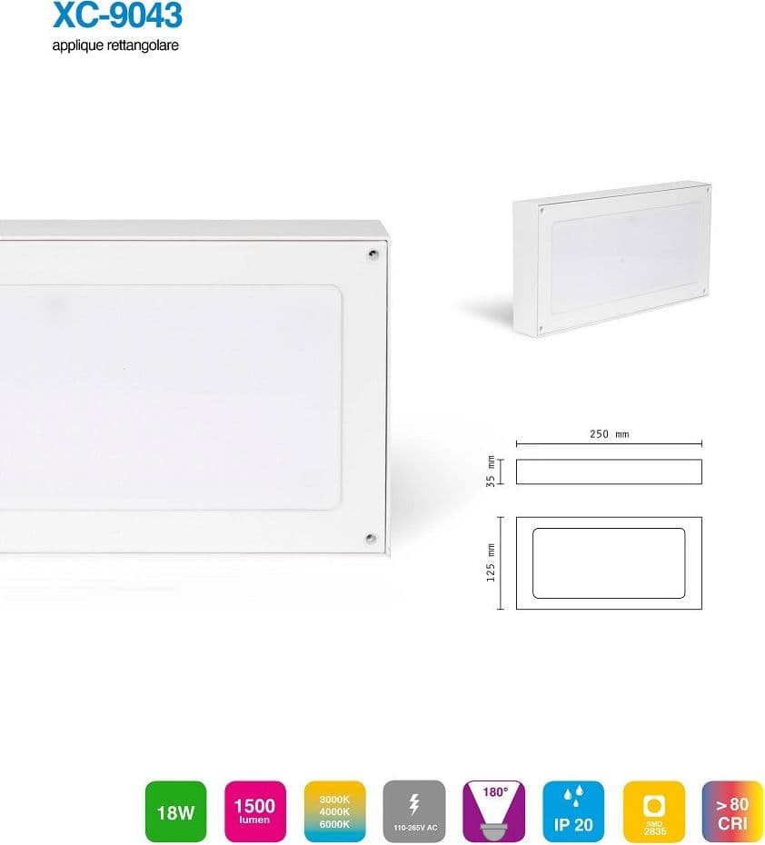 Applique Led 18 W Slim A Parete Rettangolare Luce Naturale Fredda Calda Xc-9043 Casa, arredamento e bricolage > Illuminazione da interno > Applique per interno Trade Shop italia - Napoli, Commerciovirtuoso.it