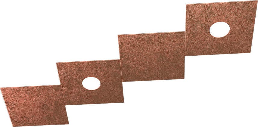 Applique-Moderna-4-Moduli-Eccentric-Metallo-Foglia-Rame-2-Luci-Gx53