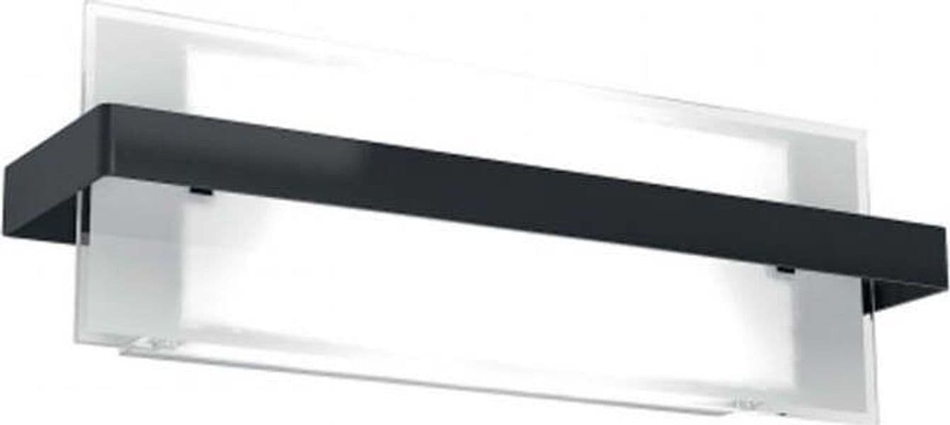 Applique-Moderna-Cross-Metallo-Nero-Vetro-2-Luci-E27-44Cm
