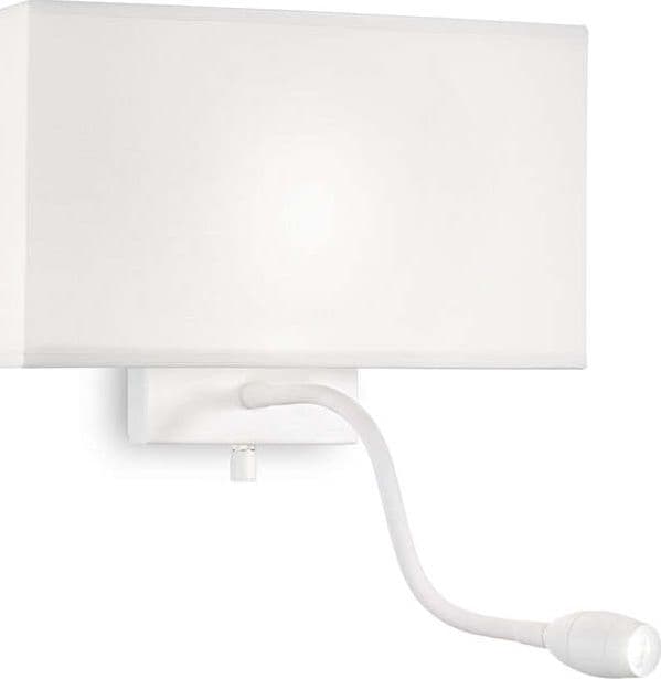Applique-Moderna-Hotel-Metallo-Bianco-2-Luci-E27+Led-1,5W
