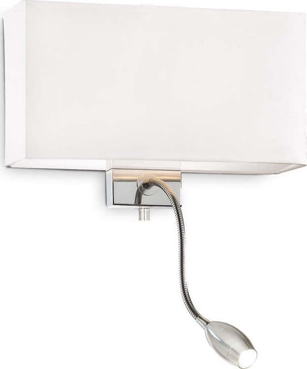 Applique-Moderna-Hotel-Metallo-Bianco-E-Cromo-2-Luci-E27+Led-1,5W