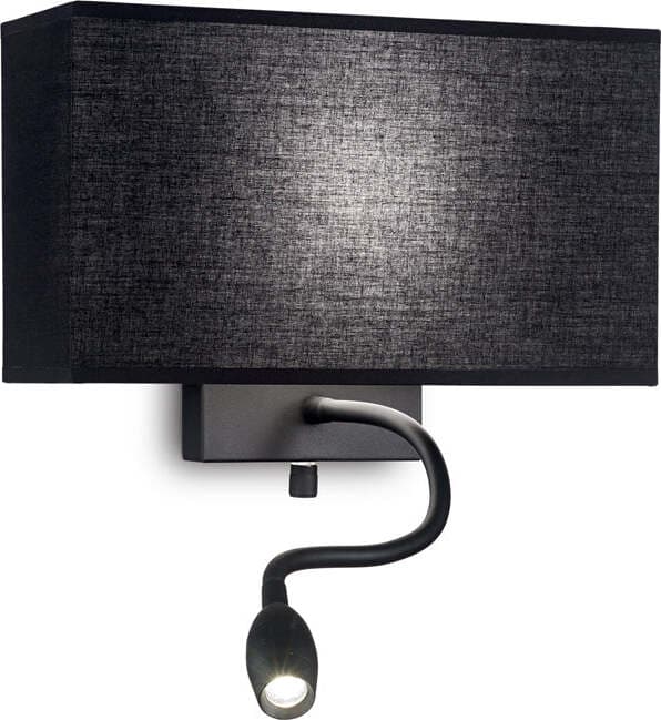 Applique-Moderna-Hotel-Metallo-Nero-2-Luci-E27+Led-1,5W