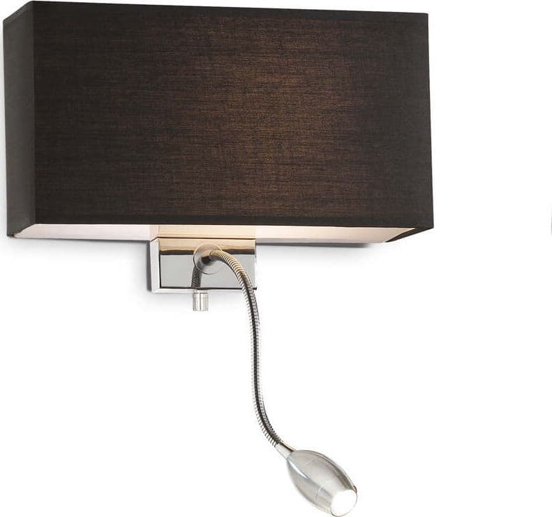 Applique-Moderna-Hotel-Metallo-Nero-E-Cromo-2-Luci-E27+Led-1,5W