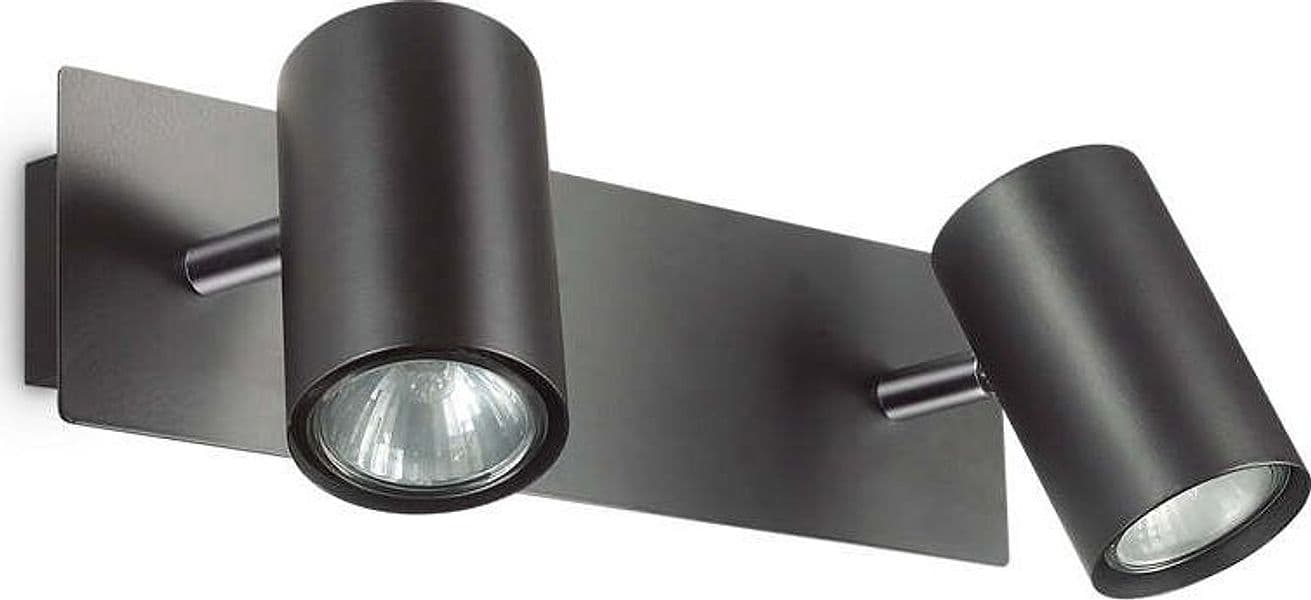 Applique-Moderna-Spot-Metallo-Nero-2-Luci-Gu10