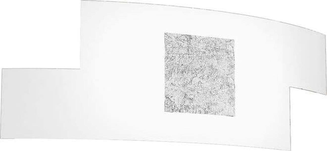 Applique-Moderna-Tetris-Color-Metallo-Foglia-Argento-Vetro-Bianco-2-Luci-E27