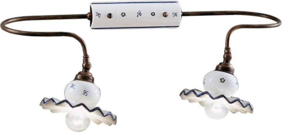 Applique-Orizzontale-Classica-Roma-Metallo-Ceramica-Nero-Sfumato-Rame-2-Luci-E14