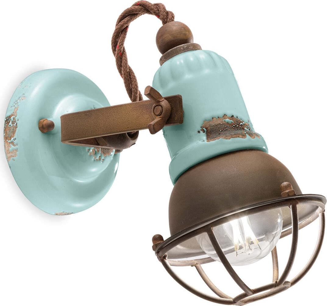 Applique-rustico-Ferroluce-Retrò-LOFT-C1675-1-E14-LED-ceramica-lampada-parete