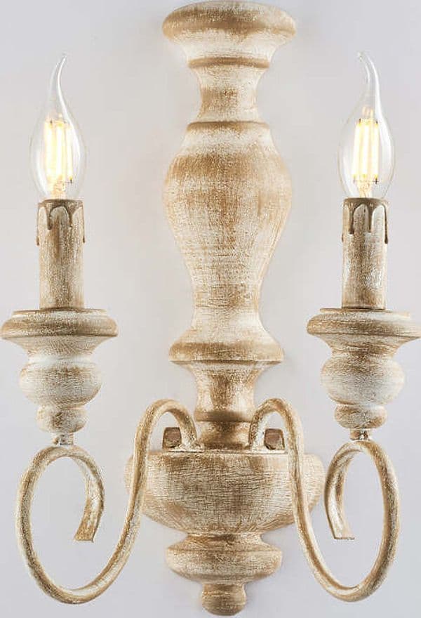 Applique-Shabby-Chic-Cascina-Bianco-Tortora-Vintage-2-Luci-E14