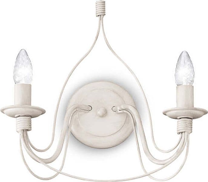 Applique-Shabby-Chic-Provenzale-Corte-Metallo-Bianco-2-Luci-E14