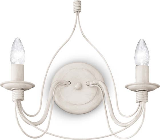Applique-Shabby-Chic-Provenzale-Corte-Metallo-Bianco-2-Luci-E14