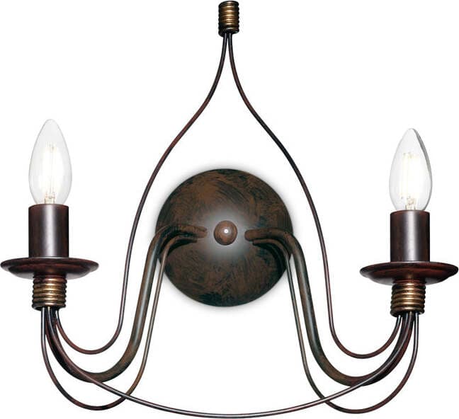 Applique-Shabby-Chic-Provenzale-Corte-Metallo-Nero-2-Luci-E14