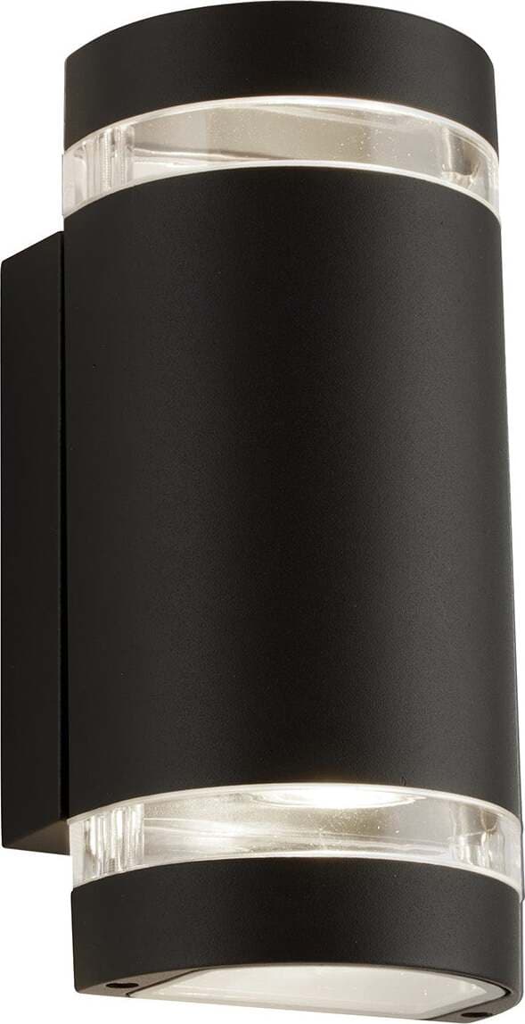 Applique-Sheffield-Alluminio-Nero-Policarbonato-Trasparente-2-Luci-Gu10