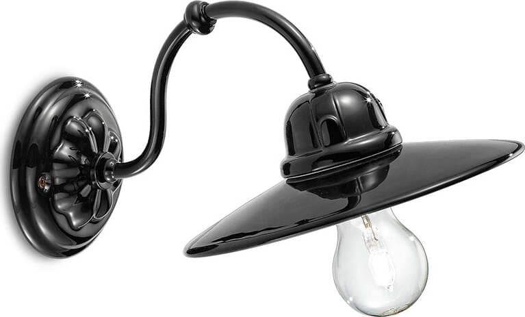 Applique-Vintage-B&W-Metallo-Smaltato-Nero-1-Luce-E27