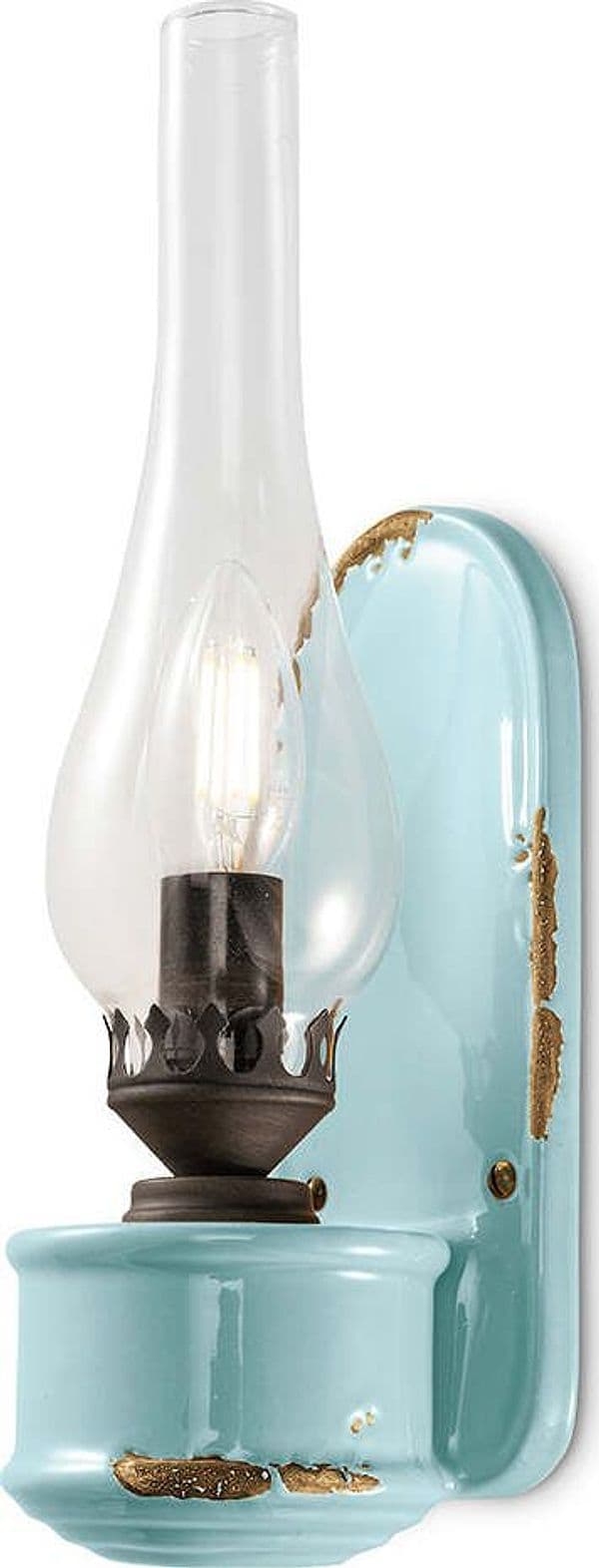 Applique-Vintage-Candela-Ceramica-Azzurra-1-Luce-E14