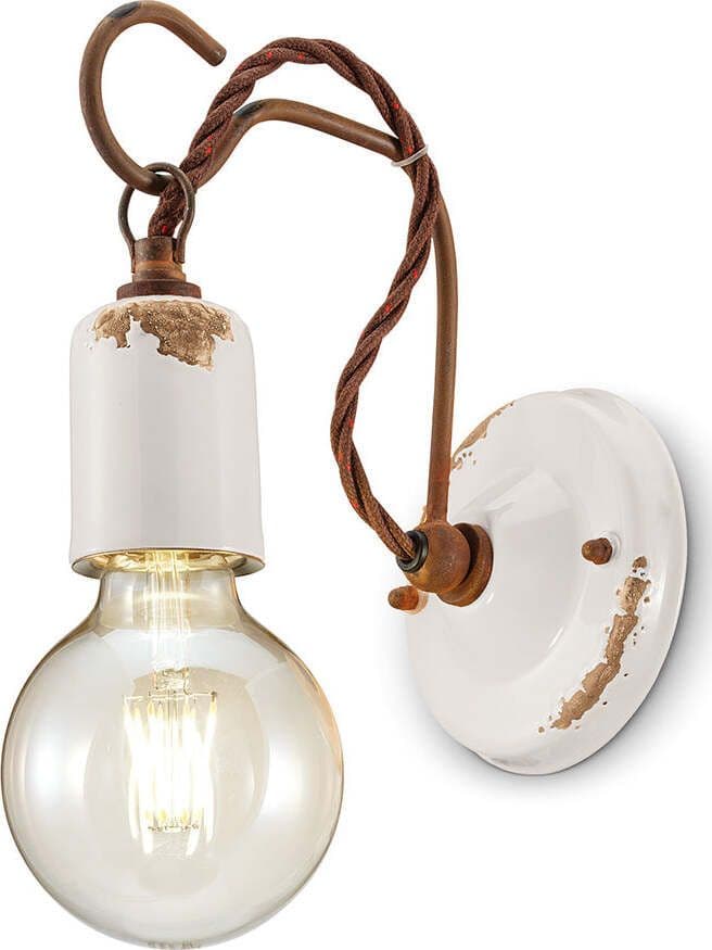 Applique-Vintage-Ceramica-Bianca-Con-Filamento-1-Luce-E27