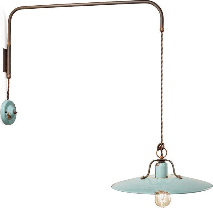 Applique-Vintage-Country-Ferro-E-Ceramica-Azzurro-1-Luce-E27-40Cm
