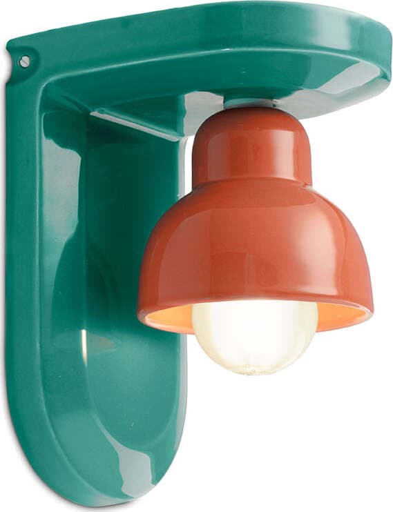 Applique-Vintage-Decò-Berimbau-Ceramica-Turchese-E-Arancio-Pokè-1-Luce-E27