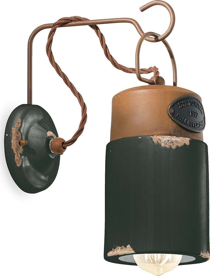 Applique-Vintage-Industrial-Ferro-E-Ceramica-Nero-1-Luce-E27