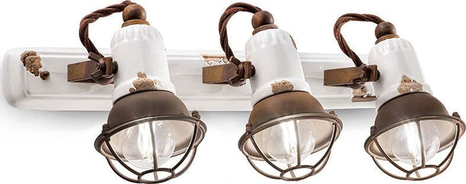 Applique-Vintage-Loft-Ferro-E-Ceramicacon-Rete-Bianco-3-Luci-E14
